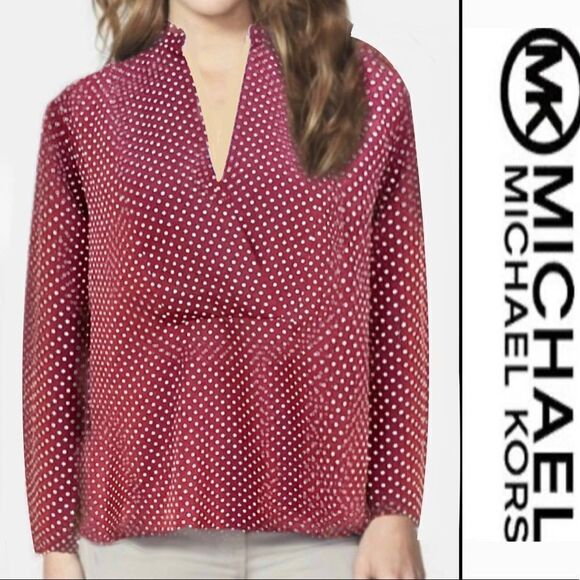 Michael Kors Polka Dot Long Sleeve Blouse - Picture 1 of 7